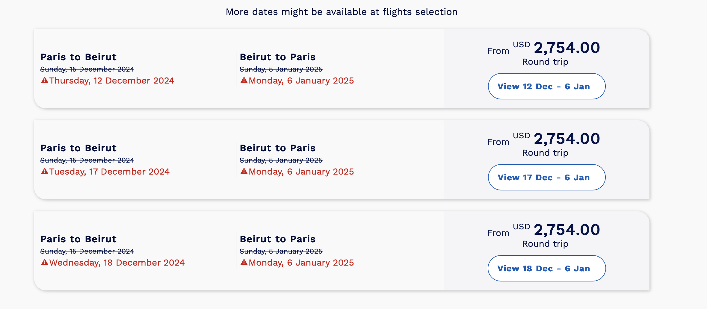 MEA to Resume Regular Flights Starting December 12